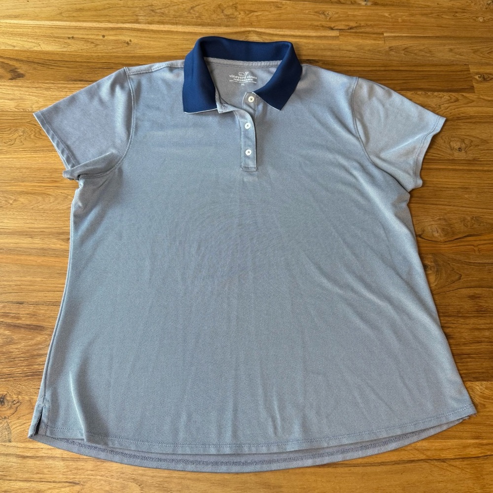 Vineyard Vines Performance Polo Men’s XL Navy Patterned With A Solid Navy Collar